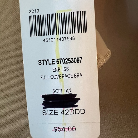 NWT Soma Enbliss Full Coverage Lined Nude Underwire Bra 42 DDD Soft Tan #0038 - Picture 7 of 11